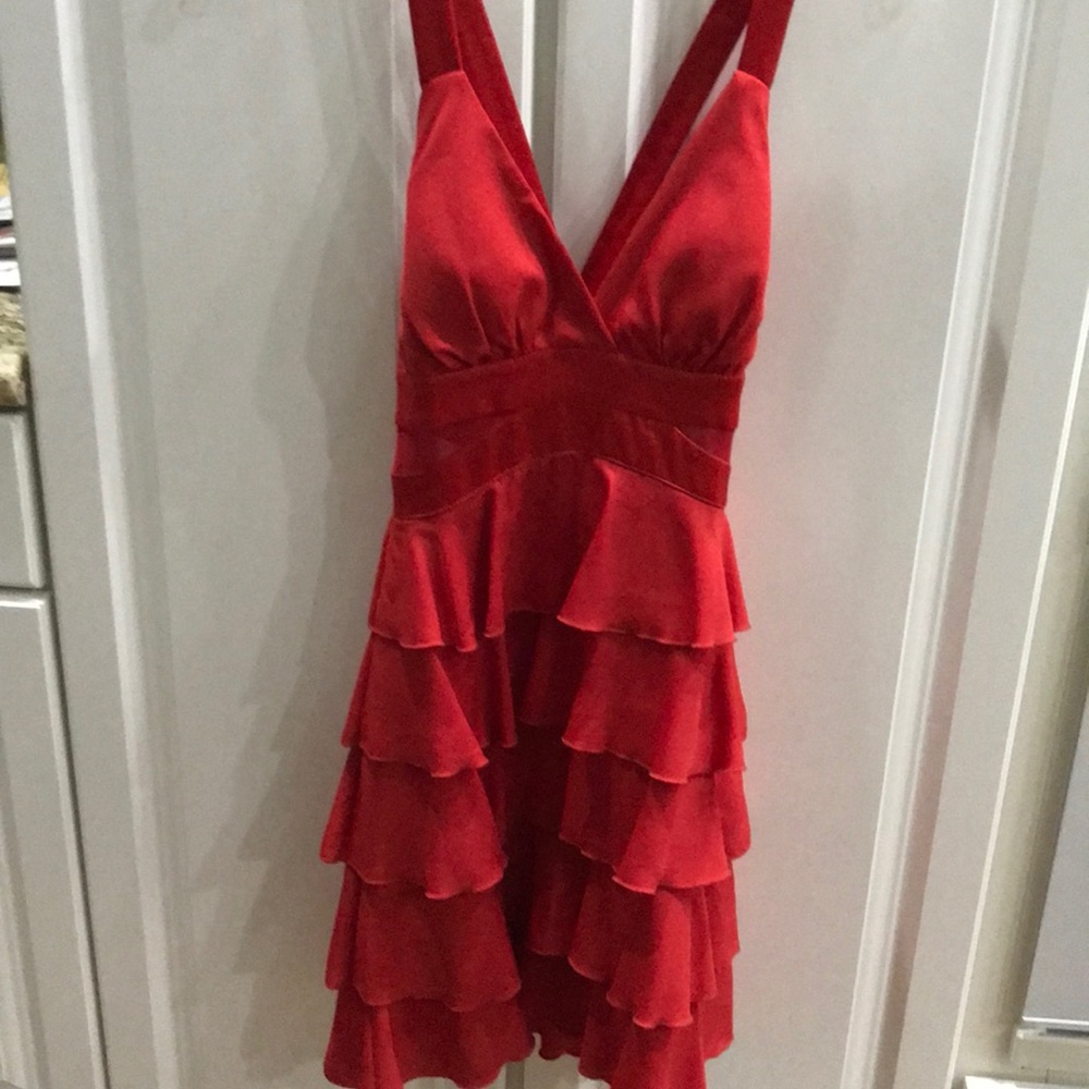Red dress Brand:Double zero. NWOT. Ruffle detail.